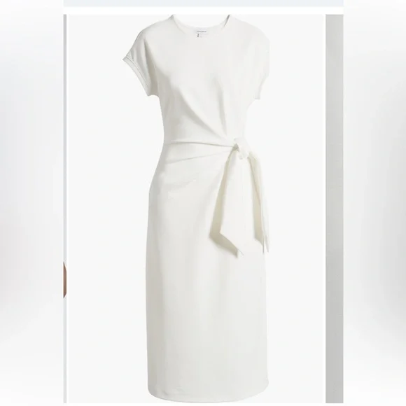 NWOT Nordstrom White Tie Waist Midi Dress Size Large - Picture 1 of 9